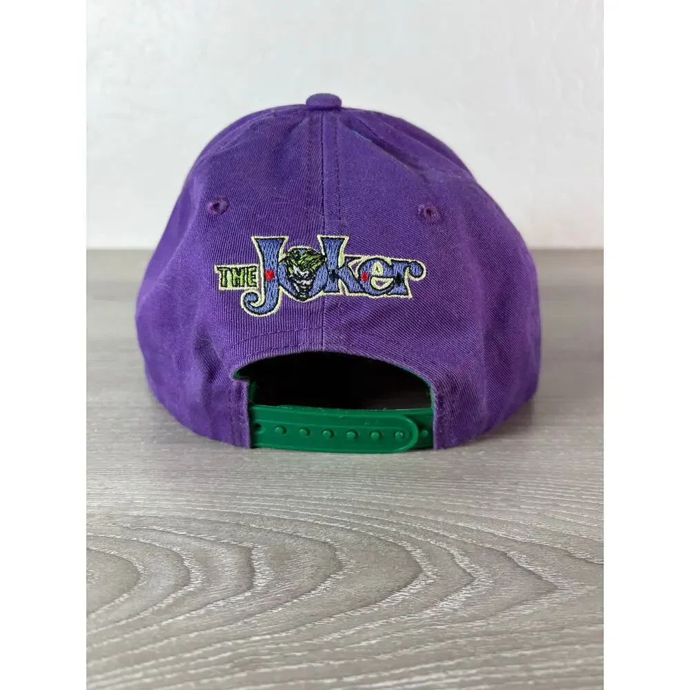 Vintage Six Flags DC‎ Comics The Joker Snapback Hat Purple Green Embroidered Cap